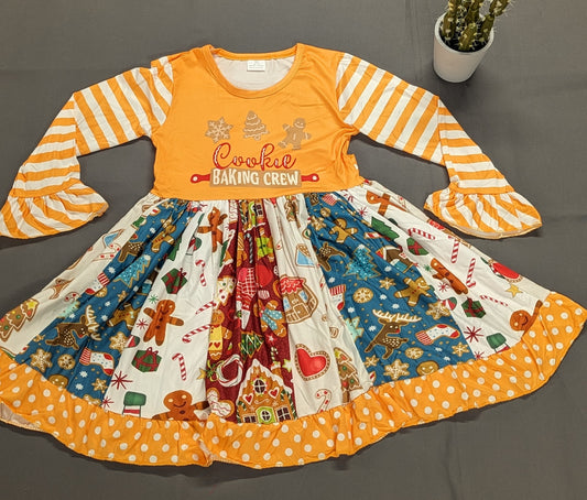 Cookie Baking Crew Dress 8-9Y(RTS)