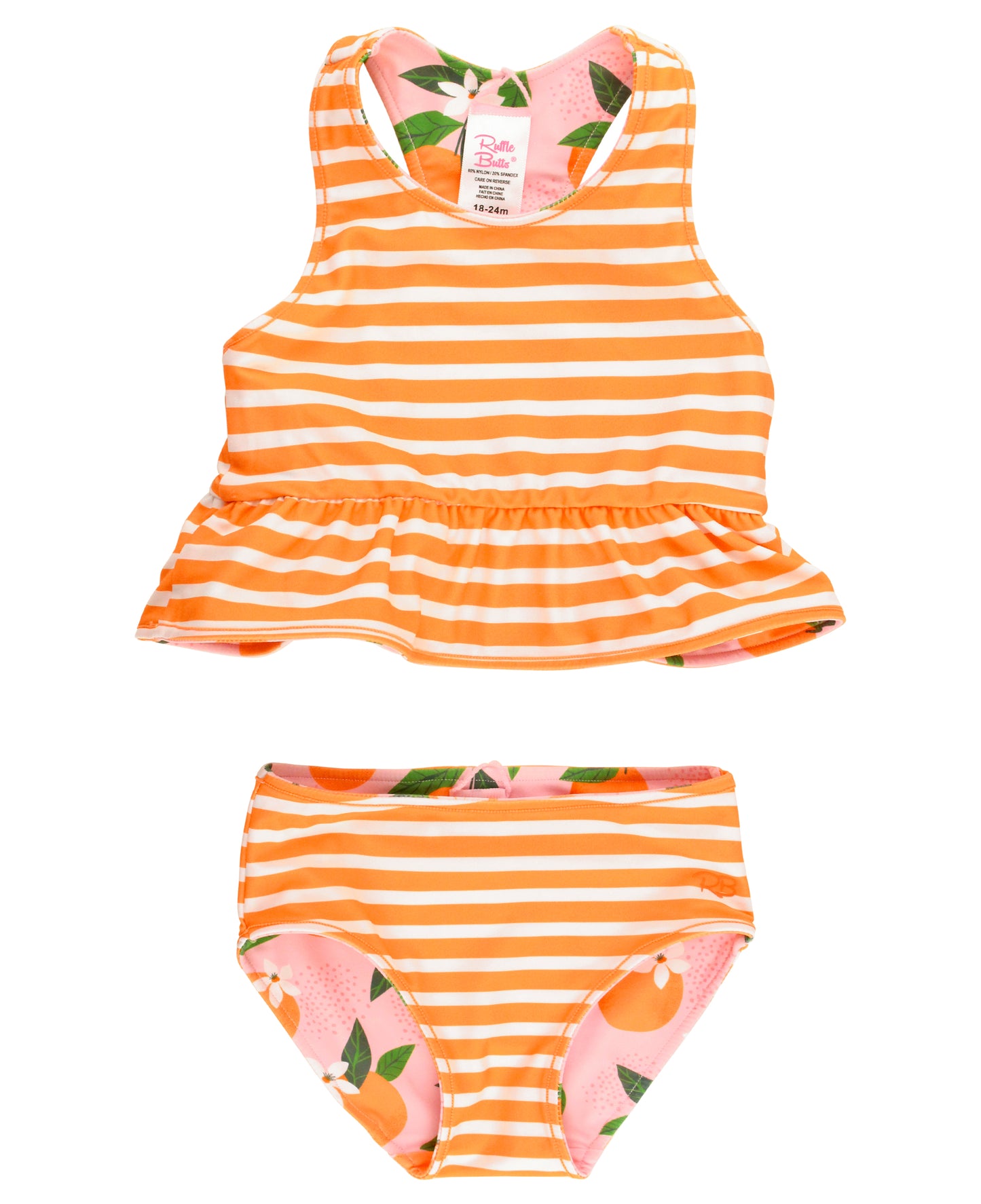 Orange You The Sweetest Reversible Peplum Tankini (RTS)