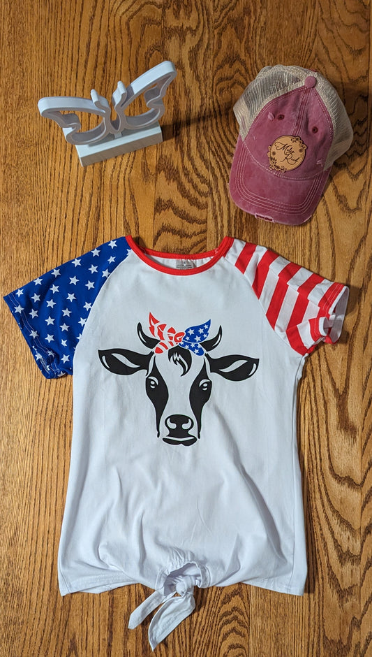 Women's Flag Cow Shirt Small (RTS)